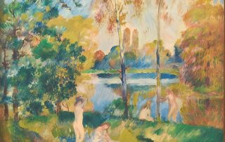 Pierre-Auguste Renoir, Paesaggio fluviale con bagnanti, 1885 ca. Olio su tela, 32,5 × 41 cm. The Scharf Collection. Foto: Ruland Photodesign.