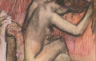Edgar Degas, Nudo che si pettina, 1886–1890. Disegno a carboncino e pastelli su carta, 60 × 45,5 cm. The Scharf Collection. Foto: Ruland Photodesign.
