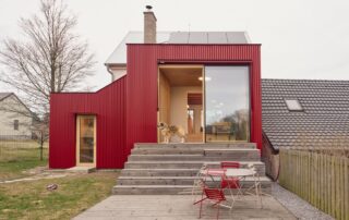 Facha architekti, House With a Red Addition, Nečín, Czech Republic. Photo: Peter Fabo.