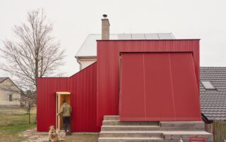 Facha architekti, House With a Red Addition, Nečín, Czech Republic. Photo: Peter Fabo.